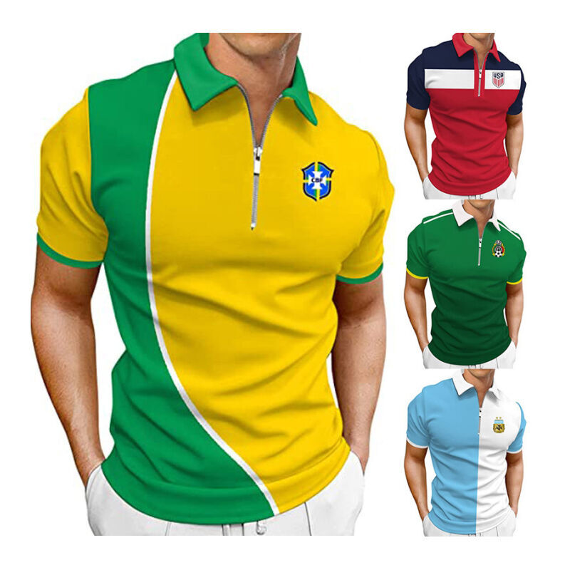 2023 New Polo Shirt Football Team Fashion Zip-up Polo Shirt