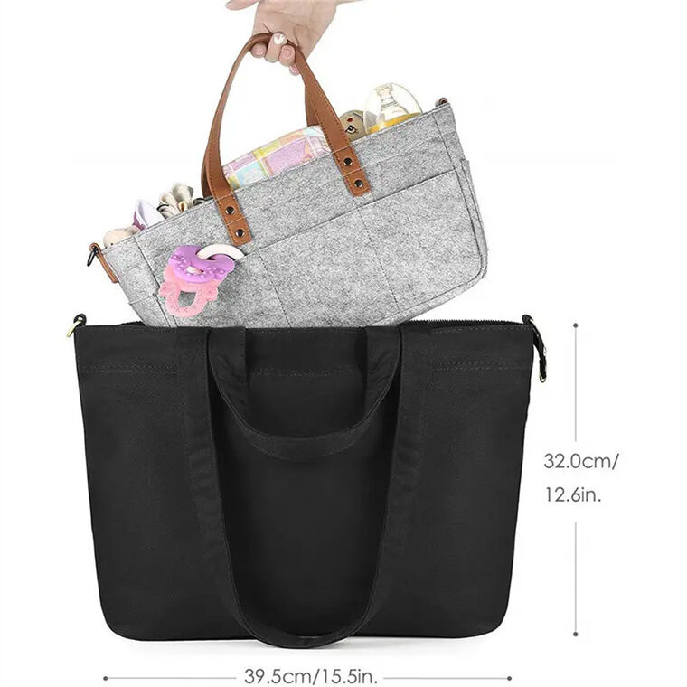 Sac à Langer Diaper Bag En Feutre – Grande Capacité, Organisateur Bébé Voiture Et Puériculture – Tote Voyage Avec Poches Pour Couches, Biberons, Jouets