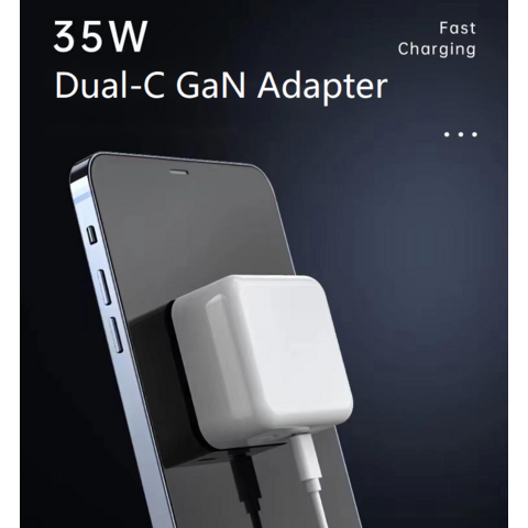 Adaptador de corriente compacto de puerto USB C dual de 35 W para iPhone,  iPad, Apple Apple Apple Watch y cargador de alimentación USB C dual+cable C