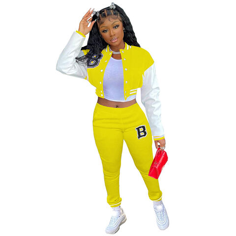 PMUYBHF Vacation Outfits for Women Plus Size 2X Women Autumn Baseball Suit  Two Piece Set Letter Prints Baseball Tops Jacket Fall and Winter Sweatpants  Jogger Set Sweatsuit Two Piece Wearset 