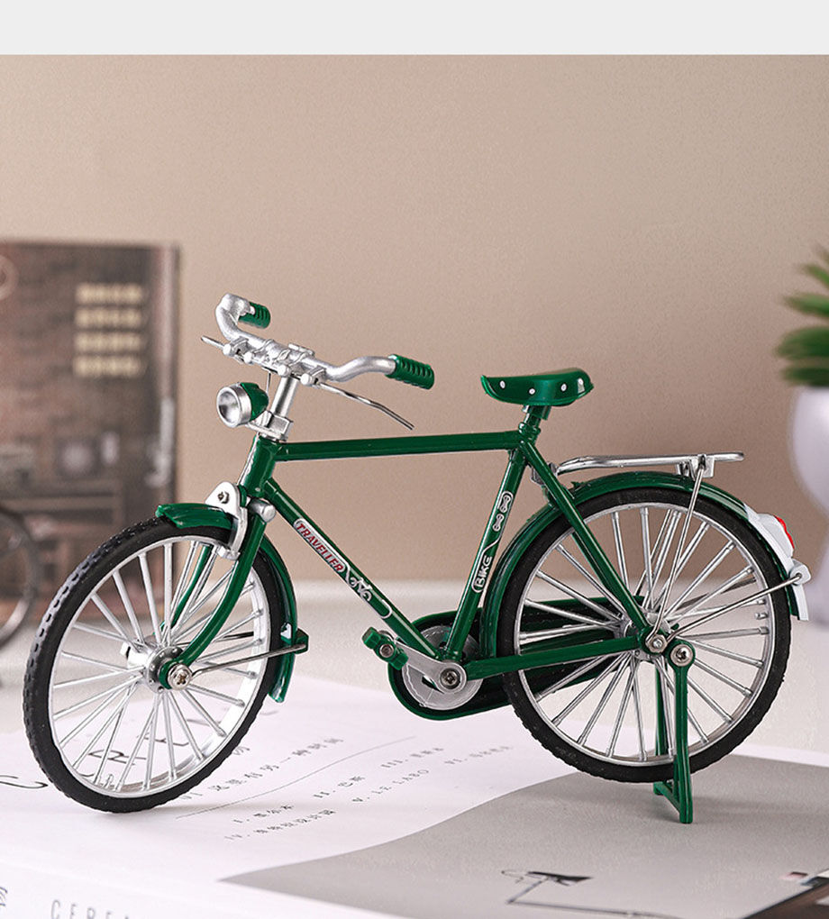 Xinrongda Adorno De Bicicleta Retro DIY, Kit De Modelo A Escala Con Bomba Y Maletín, Juguete De Dedo Para Decoración De Oficina Y Hogar (Negro)