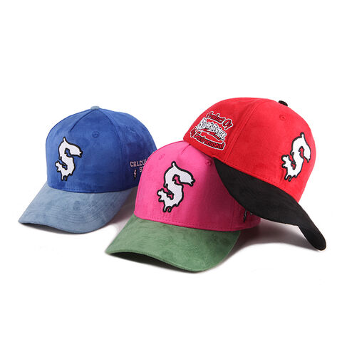 Bonés de beisebol esportivos de camurça de 5 painéis bordados personalizados para homens e mulheres, atacado
