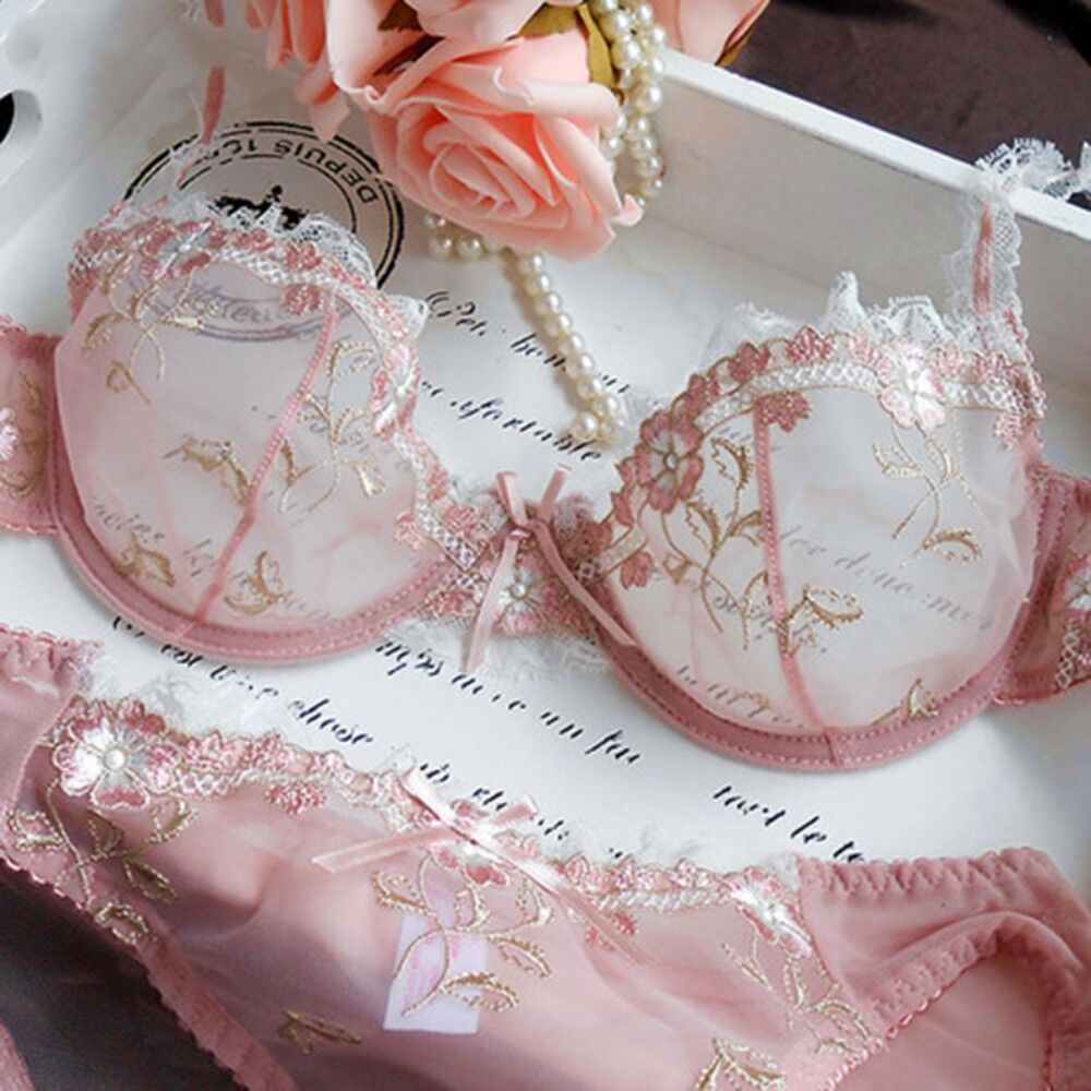 Pink Lingerie Set,embroidered Lingerie Set,bra and Panty Set,sheer