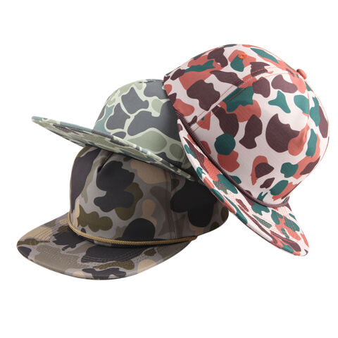 5 Panel Jagd Tarnkappe mit Kordel, Unstrukturierte Snapback Caps, Baumwoll Camo, Individuelle Mütze
