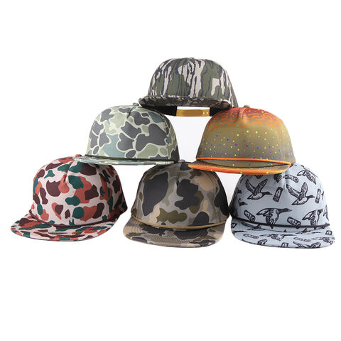 5 Panel Jagd Tarnkappe mit Kordel, Unstrukturierte Snapback Caps, Baumwoll Camo, Individuelle Mütze