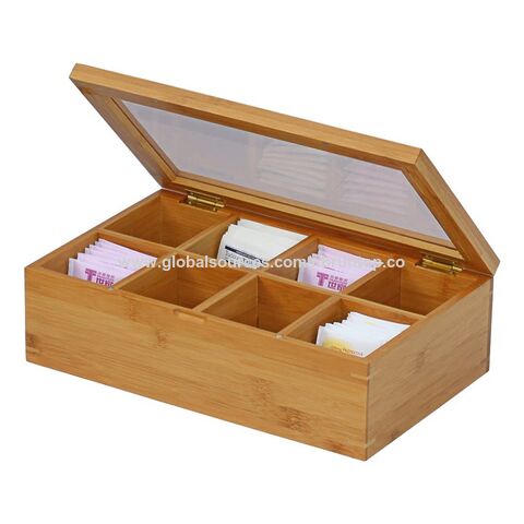 Bamboo-Tea-Bag-Organizer-Storage-Box-3-Tier-Stackable-Holder Tea Bag Box  Natural Wood Wall Mount Tea Chests with Acrylic for tea bags Office Kitchen