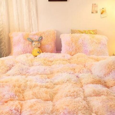 Black Plush Shaggy Duvet Cover Twin Queen King US Cal King 4/7Pcs Fluffy Zipper  Bedding set Bed sheet Pillow Shams Soft Velvet