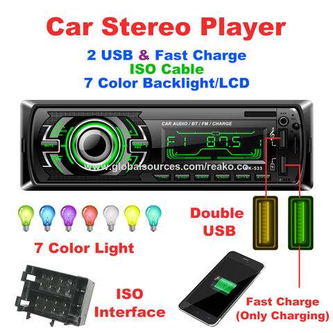 2 chargeur USB lecteur Bluetooth voiture avec 7 couleur Light - Chine  Voiture Lecteur MP3, Voiture