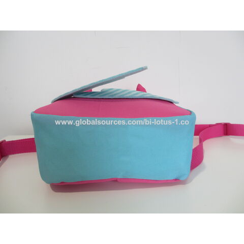 AUCHAN Trousse scolaire 3 compartiments polyester bleu et rose