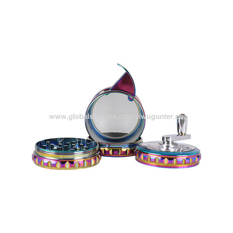 Herb Grinder, 4-piece Zinc Alloy Manual Grinder Sharp Teeth Preparing