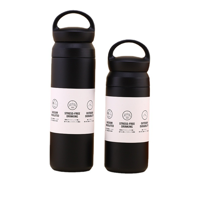 12oz Stainless Steel Vacuum Flask Travel Mug – Spill-Proof, Insulated, Hot/Cold 12 Hours, Black Push Lid