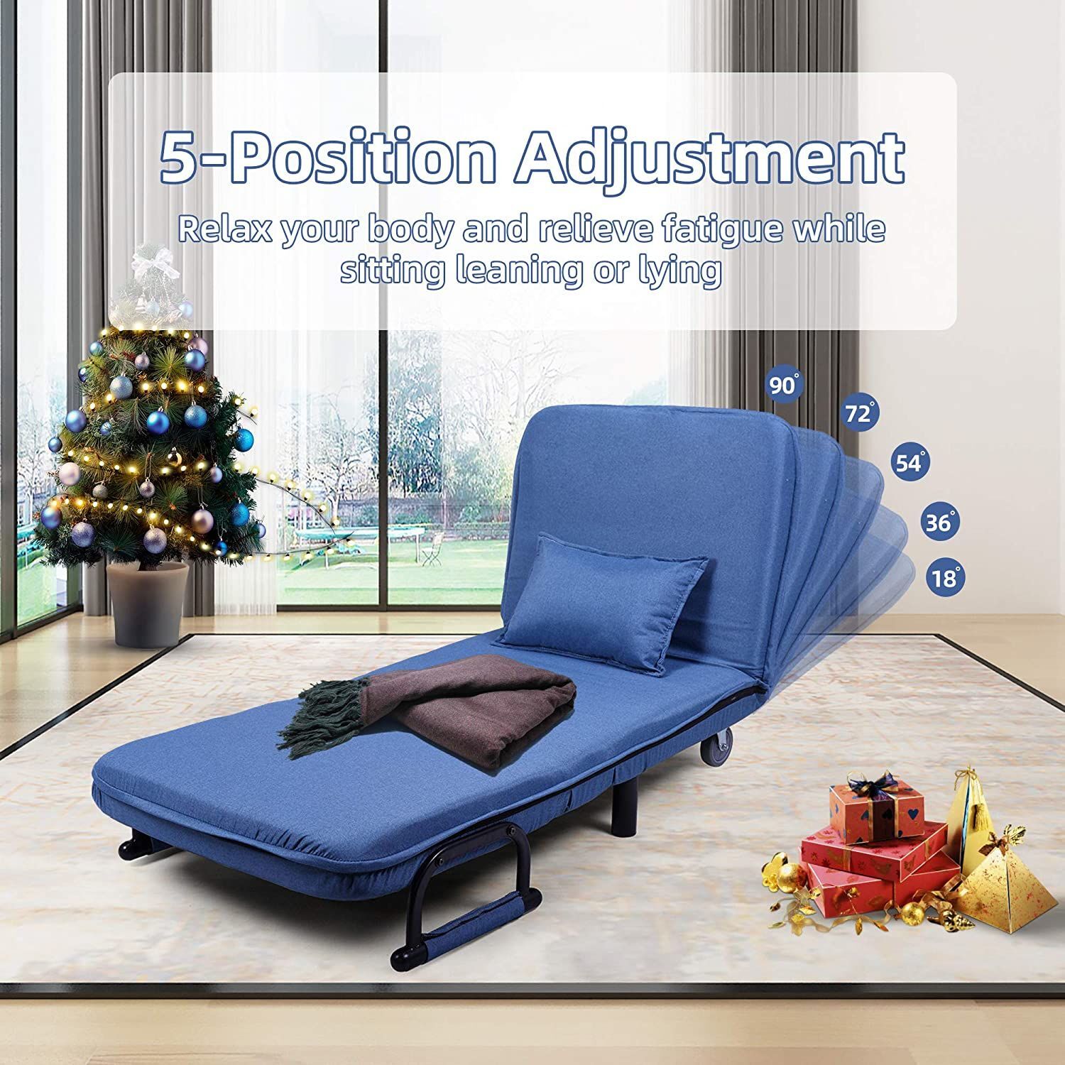 Giantex Convertible Sofa Bed, Floor Couch with 2 Pillows, PU  Leather Loveseat Recliner, Folding Lazy Sleeper Sofa, 5 Position, Video Gaming  Sofa Mattress for Reading Living Room Bedroom : Home & Kitchen