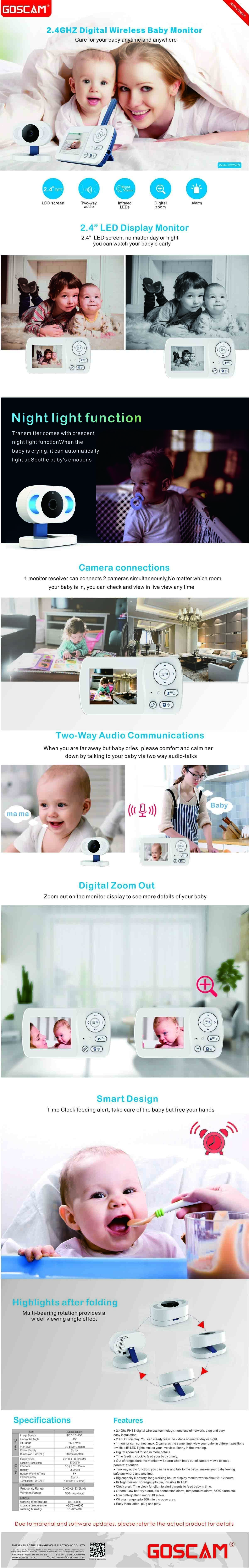 Yicty Babyphone Caméra Moniteur pour Bébé 5 avec Caméra et Audio