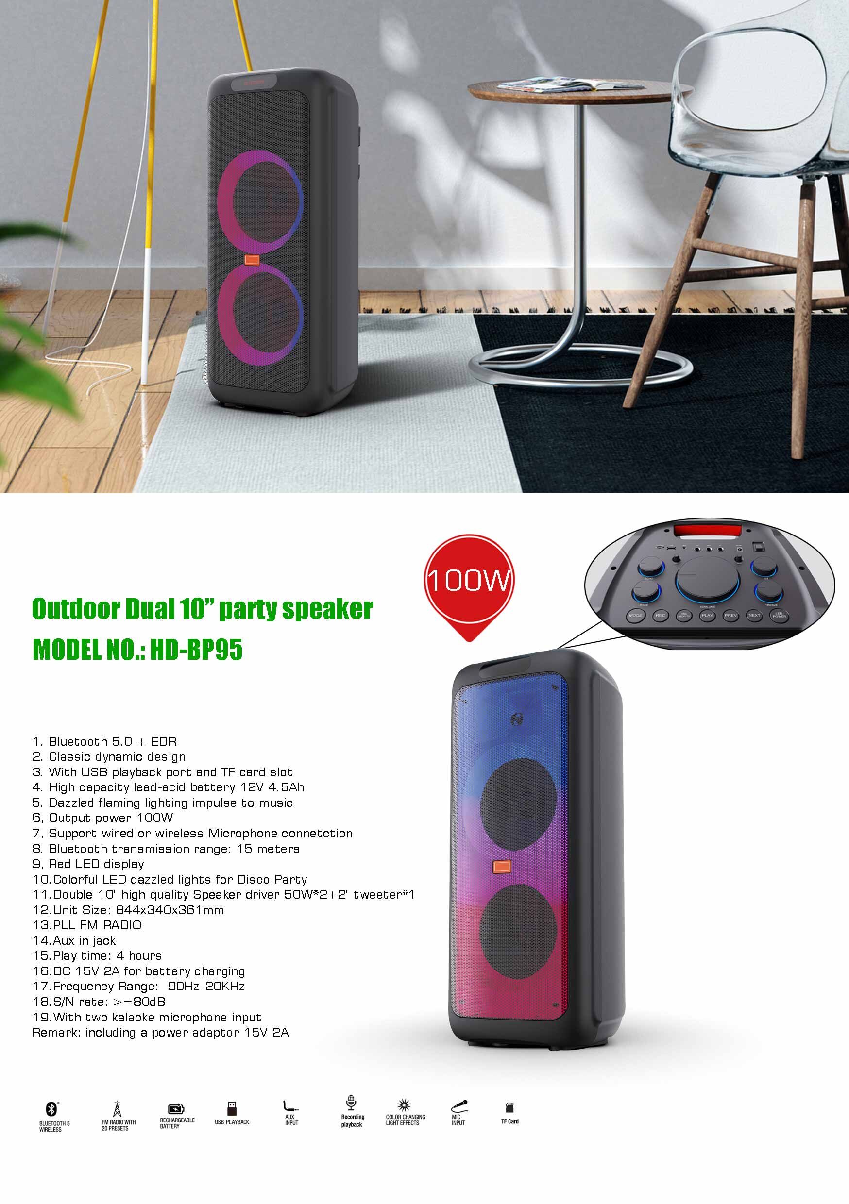 7 Colors led light usb bluetooth wireless microphone speaker