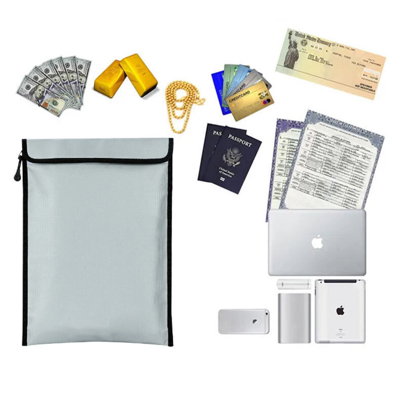 Bolsa ignífuga e impermeable para dinero y documentos importantes,  resistente al fuego para objetos de valor, pasaportes, laptop, tamaño  grande con