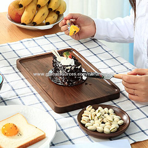 Acacia Wooden Tray Rectangular Coffee Breakfast Bread Fruit