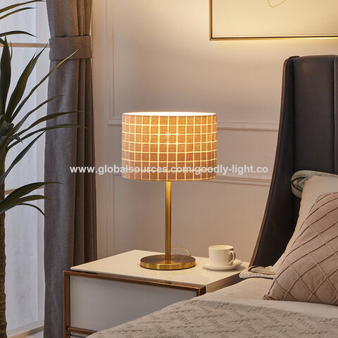 Lampe de table de chevet LED, lampe de chambre avec abat-jour en tissu  moderne, lampe