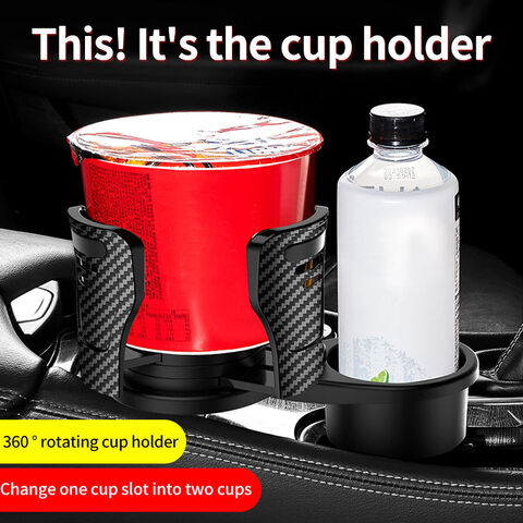 Car Double Cup Holder Expander 360° Rotating Adjustable Auto Drink Bottle  Holder