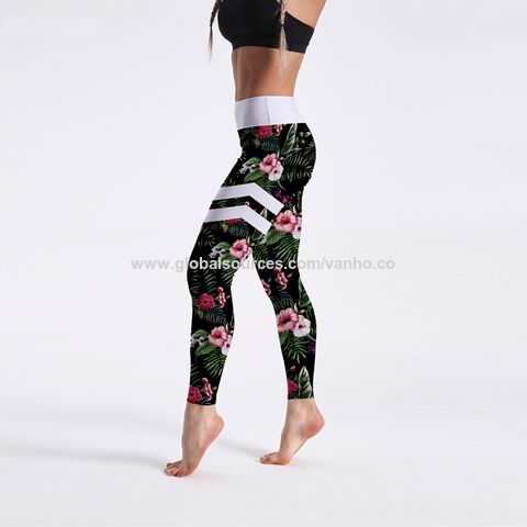 Yoga Floral Leggings Esportivas Com Estampa Floral Apertada Para  Levantamento De Bunda Feminina