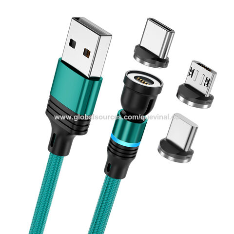 Cable USB-C Magnético, 540° Nylon Cargador Magnetico Micro USB