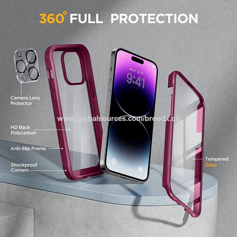 Miracase Glass Series - Funda diseñada para iPhone 14 Plus de 6.7 pulgadas,  funda transparente de cuerpo completo con protector de pantalla de vidrio