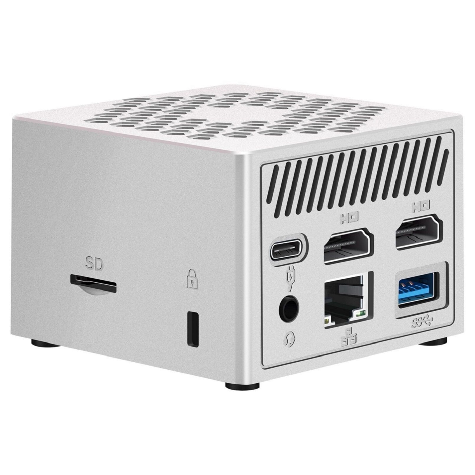 Mini PC de bureau sans ventilateur Windows 11 Pro, processeur in-tel J6412  de 12e génération, 8 Go DDR4 256 Go M.2 SSD, 2 x HD-MI + 1 triple écran  DP/2 x LAN/2