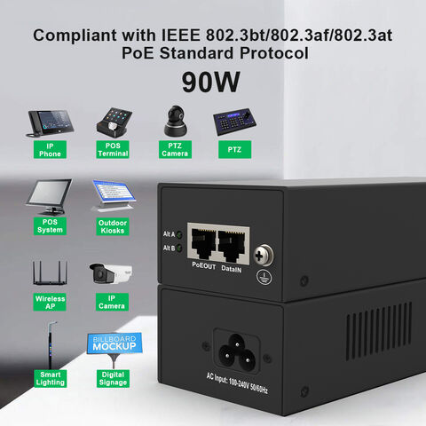 PoE Injector Up to 30w Power Supply, Gigabit PoE Adapter for IP Cameras and  VoIP Phones Network Distance Up to 328 ft. PoE Power Supply IEEE 802.3af