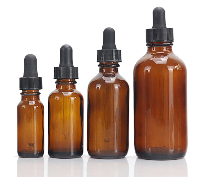 Amber Serum Beard Hair Essential Oil Boston Round Eye Dropper Bottles
