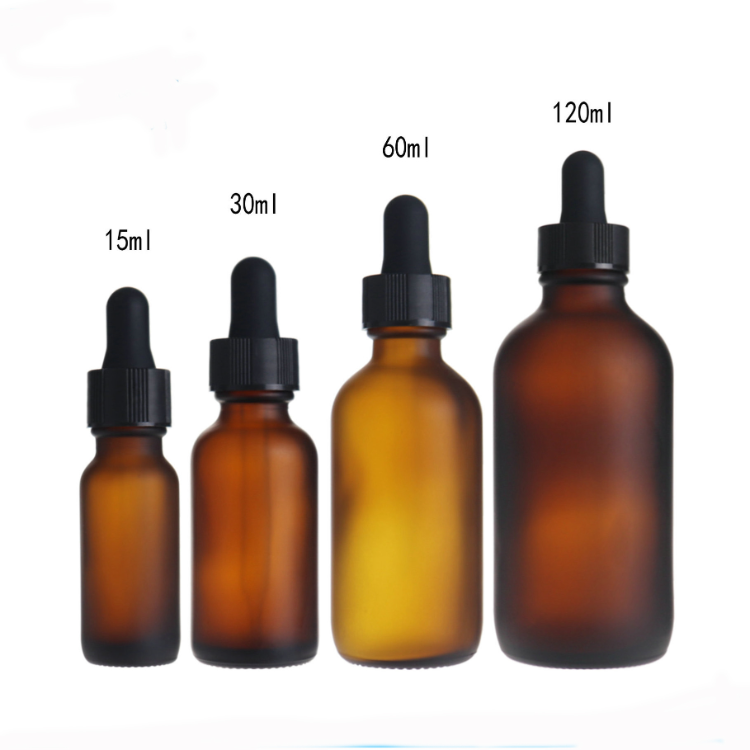 Amber Serum Beard Hair Essential Oil Boston Round Eye Dropper Bottles