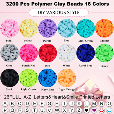 Pearl White Clay Beads Bulk 2000+pcs, Polymer Clay Beads for Bracelet  Making, Heishi Beads for Bracelets, Flat Beads (6mm).