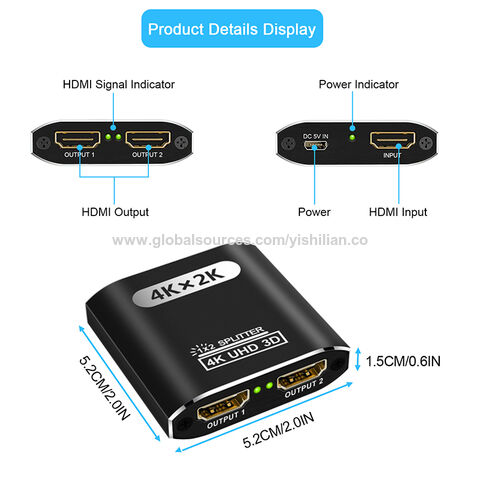 Cable adaptador HDMI macho 1080P a doble HDMI hembra de 1 a 2 vías HDMI  divisor para HDTV HD, LED, LCD, TV, soporta dos televisores al mismo tiempo