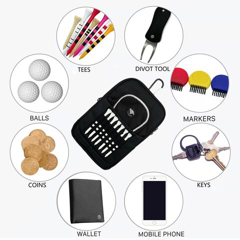 Portable Golf Ball Pouch with Embossed Brand Logo and Tee Holder - China  Golf Ball Pouch and Golf Ball Cover price