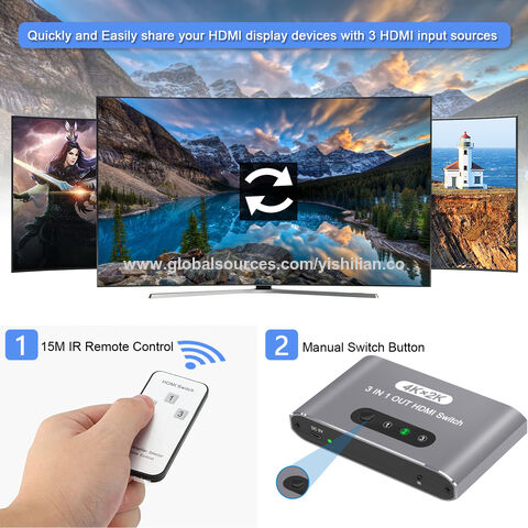 Buy Wholesale China Manufacturer 4k Hdmi Switcher, 3x1 3-port 3d 1080p/4kx2k  At 30hz/4kx2k At 60hz Hdcp2.2 For Home Theater & Switcher at USD 6.73