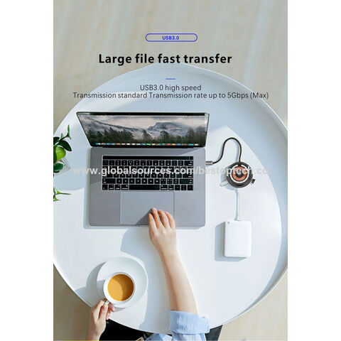 Nuevo Hub USB Múltiple de 6 Puertos 2023 con Puerto Tipo C de 100W y Cargador Inalámbrico de 15W para iPHone/Samsung/Huawei