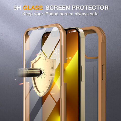 جراب زجاجي من ميراكيس لهاتف iPhone 13 Pro Max مقاس 6.7 بوصة مع واقي شاشة مدمج من الزجاج المقوى 9H - شوكولاتة