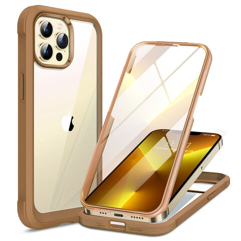 جراب زجاجي من ميراكيس لهاتف iPhone 13 Pro Max مقاس 6.7 بوصة مع واقي شاشة مدمج من الزجاج المقوى 9H - شوكولاتة