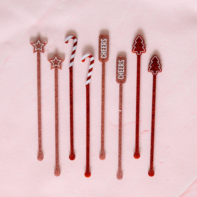 Christmas Tree Drink Stirrers, Holiday Drink Stir Sticks, Blush Pink  Christmas Swizzle Sticks, Holiday Party Cocktail Drink Sticks, Bar Tool