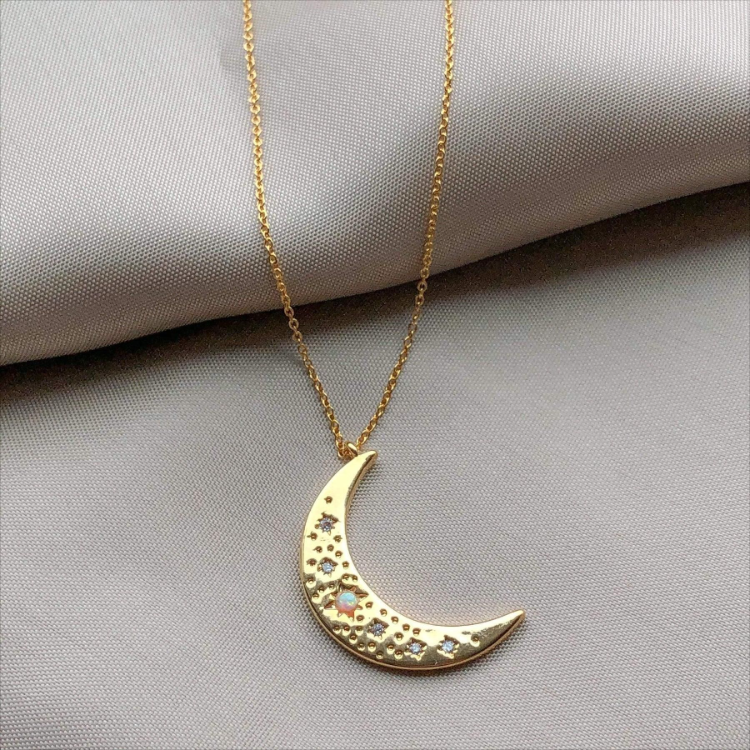 Buy Wholesale China 18k Gold Plating Textured Big Moon Shape Pendant