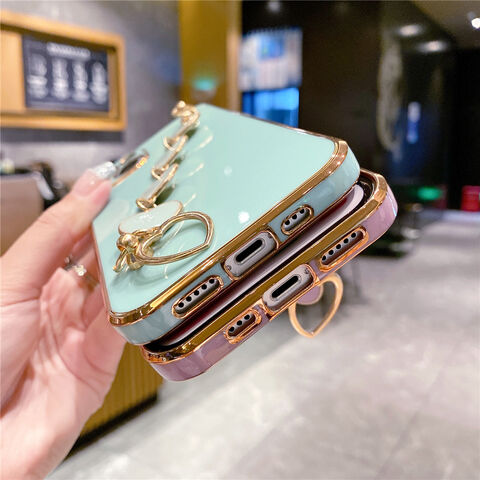 Plating Heart Love Bracelet Phone Case For iPhone 15 Pro Max 11 12 13 14 Pro  Max XR XS Max 7 8 Plus INS Style Soft Bumper Cover