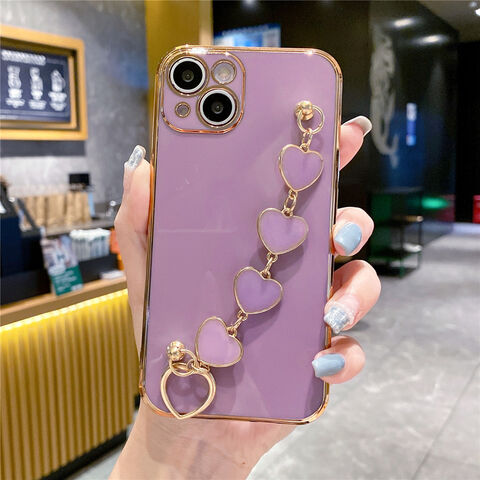 Plating Heart Love Bracelet Phone Case For iPhone 15 Pro Max 11 12 13 14 Pro  Max XR XS Max 7 8 Plus INS Style Soft Bumper Cover