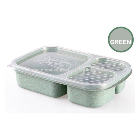 1pc Portable 3-compartment Lunch Box With Cutlery, Microwave Safe