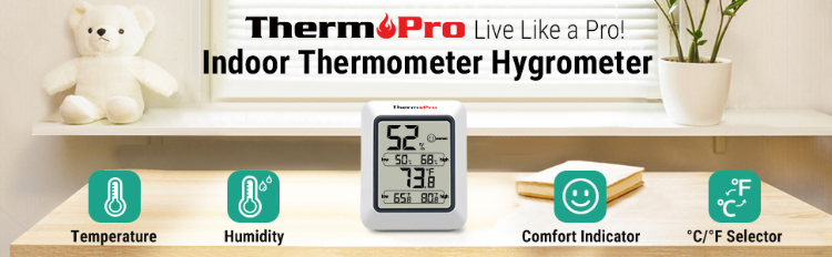 ThermoPro TP50 Indoor Thermometer Humidity Monitor Weather Station with Temperature  Gauge Humidity Meter Hygrometer 