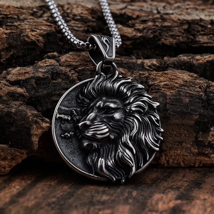 トップス Lion Wholesale Stainless Steel Cool Animal Lion Head Pendant