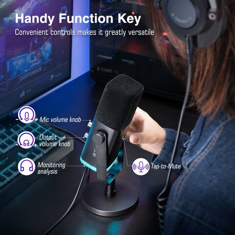 FIFINE USB Gaming PC Microphone for Streaming Podcasts AmpliGame RGB Computer Condenser Desktop Mic Cardioid Pattern for  Video Plug and Play O