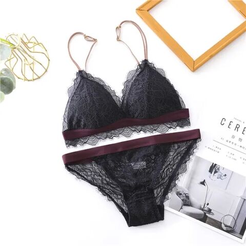 French triangle cup lace bra small chest young women without steel