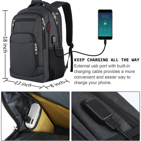 Mochila para laptop, mochila antirrobo de viaje de negocios para hombres y  mujeres con puerto de carga USB, delgada, duradera y resistente al agua