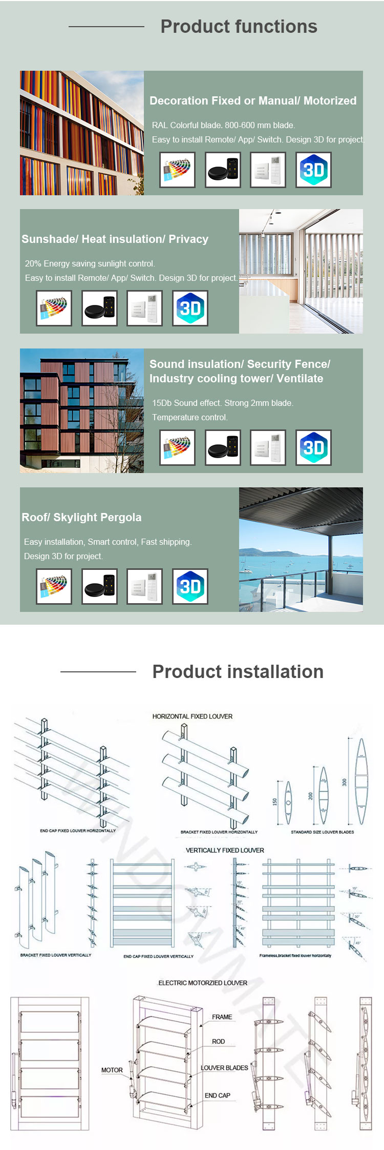 6063 T5 Aluminum Extrusion Blade Louver Panels For Sun Shade Explore