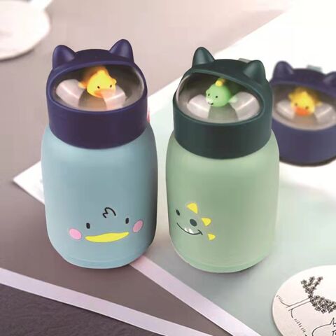 Botella de agua de vidrio de doble pared de 355 ml con diseño de dibujos animados para niños