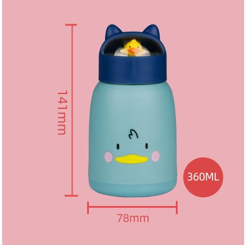 Botella de agua de vidrio de doble pared de 355 ml con diseño de dibujos animados para niños