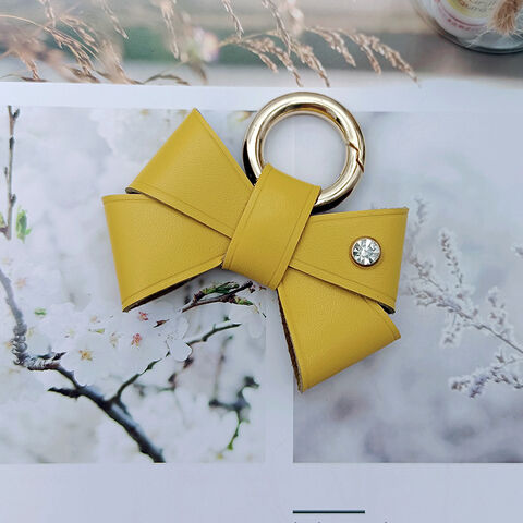 Porte-clés de voiture Porte-monnaie en cuir véritable pour porte-clés pour  hommes (jaune)